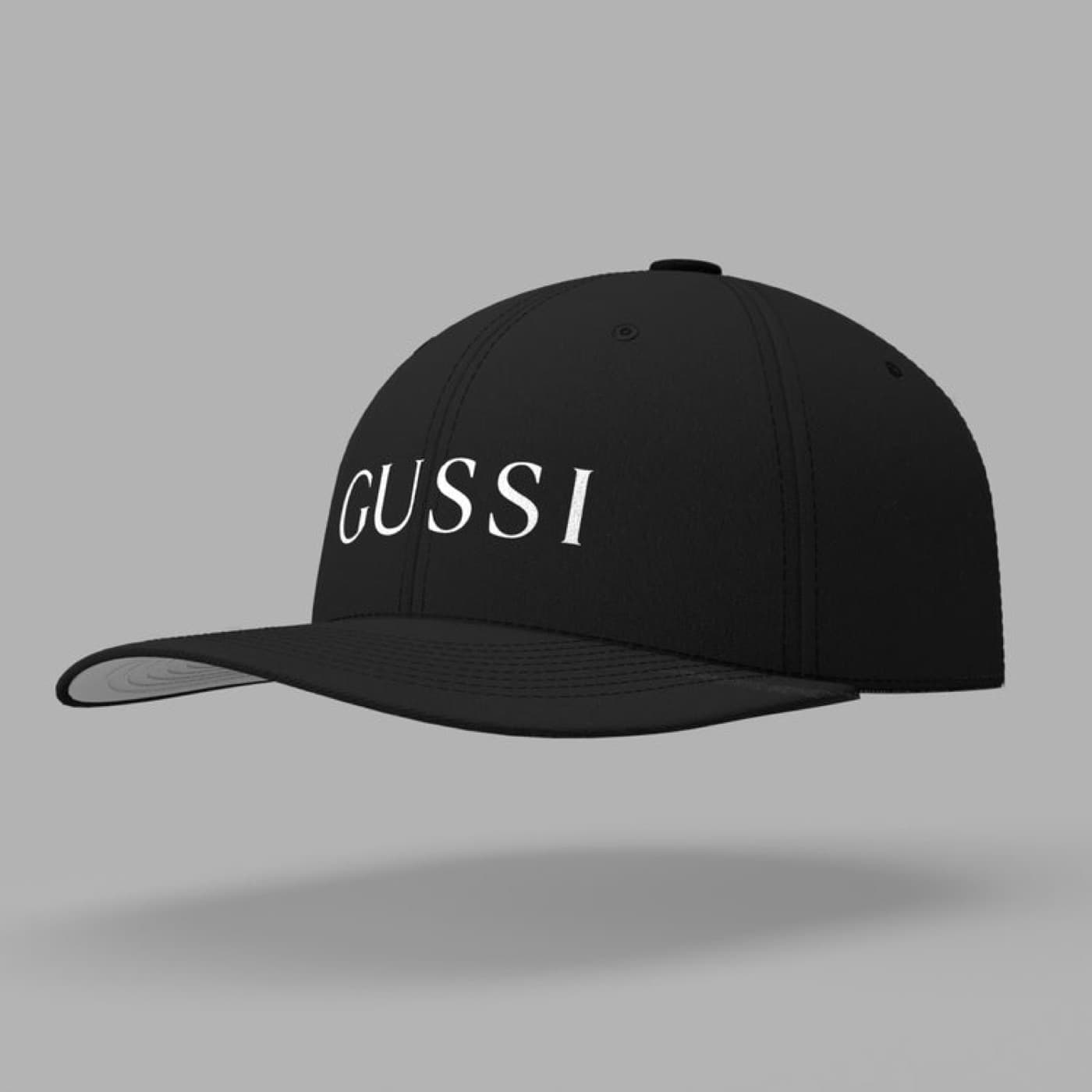 GUSSI cap in black with embroidered wordmark