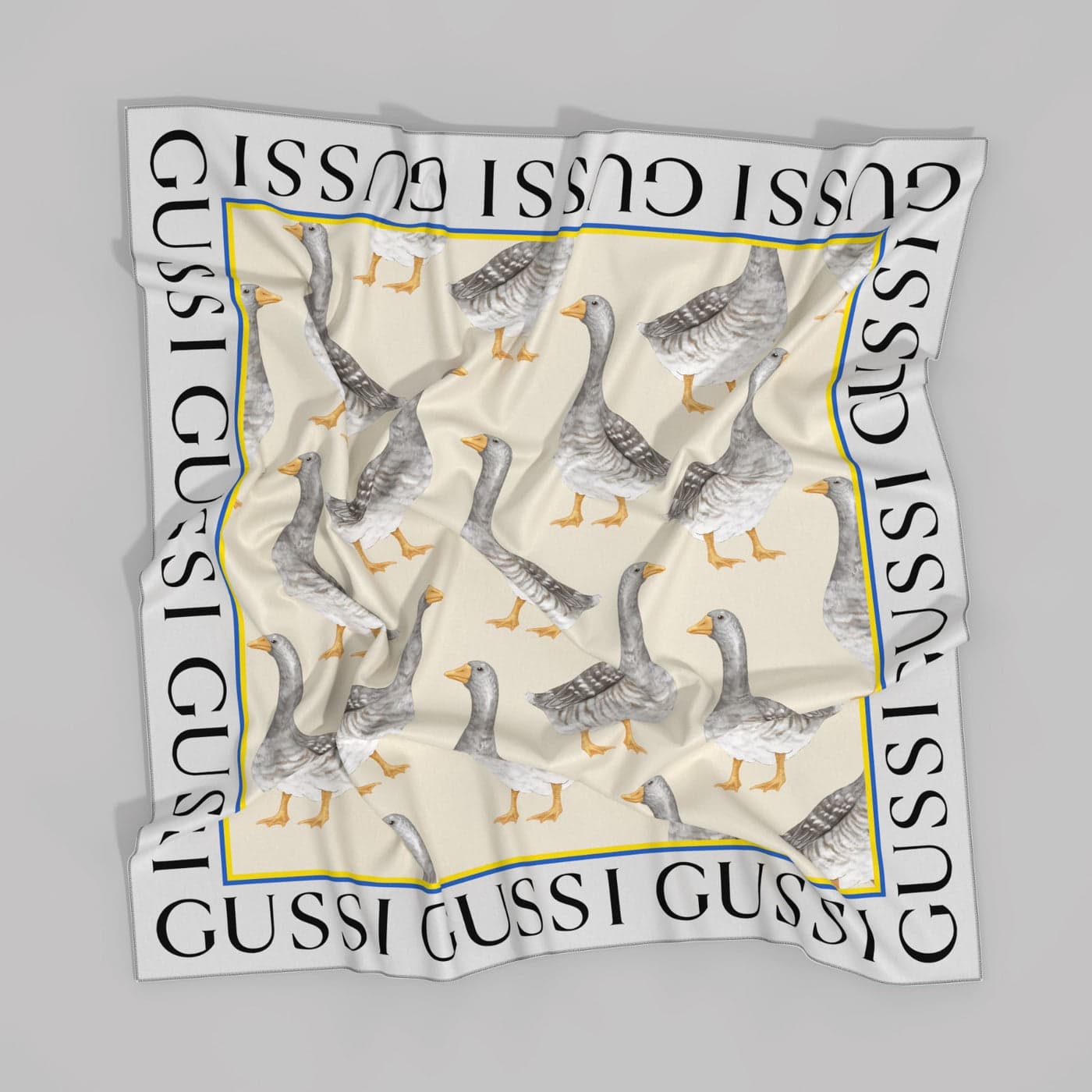 GUSSI Oversized Silk Scarf worn over the shoulders