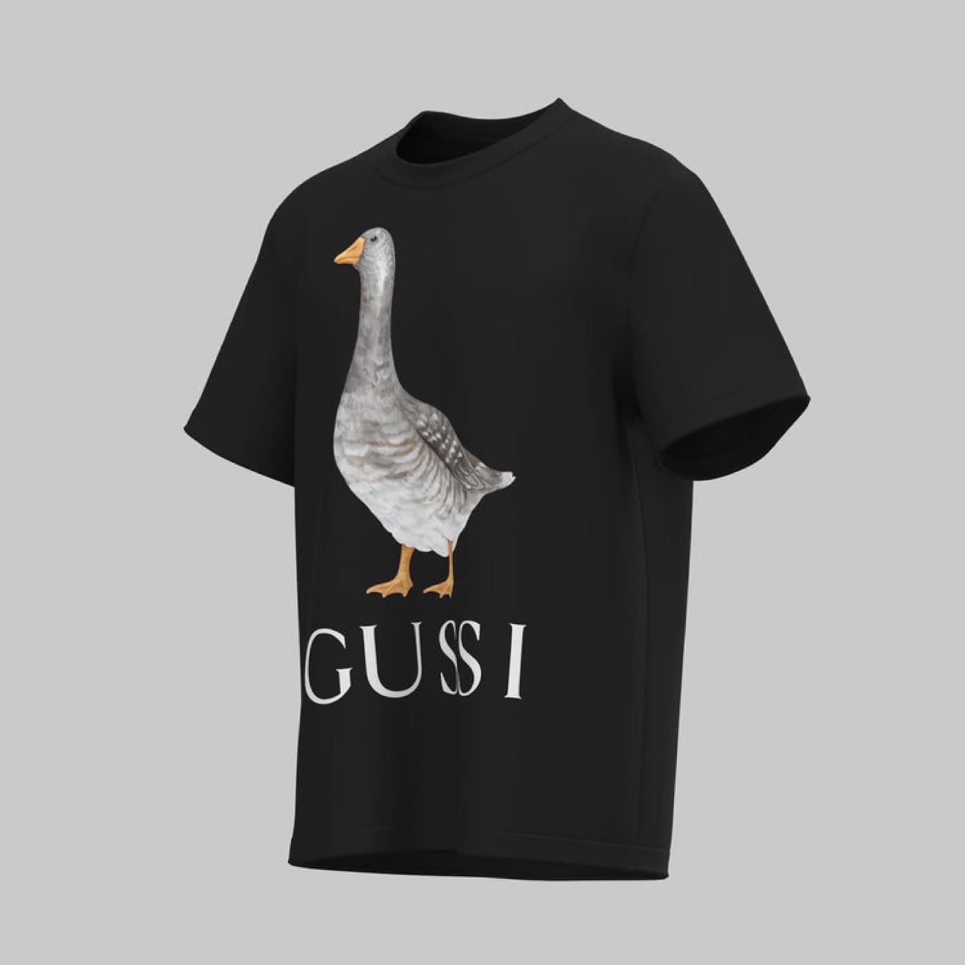 GUSSI black oversized t-shirt with goose print